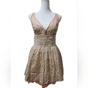 Free People Apricot Pink Dazzling Ditsy Dress With Lace And Tulle Size 8